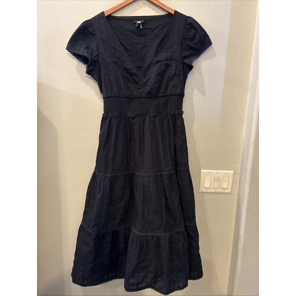 Paige Dress Womens Size Large Tank Tiered Broomstick Ballet Ruffles Midi Black